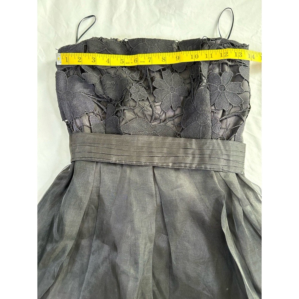 Eva Franco Women’s Black Strapless Mini Dress Embroidered Lace Size 10 - Picture 7 of 10